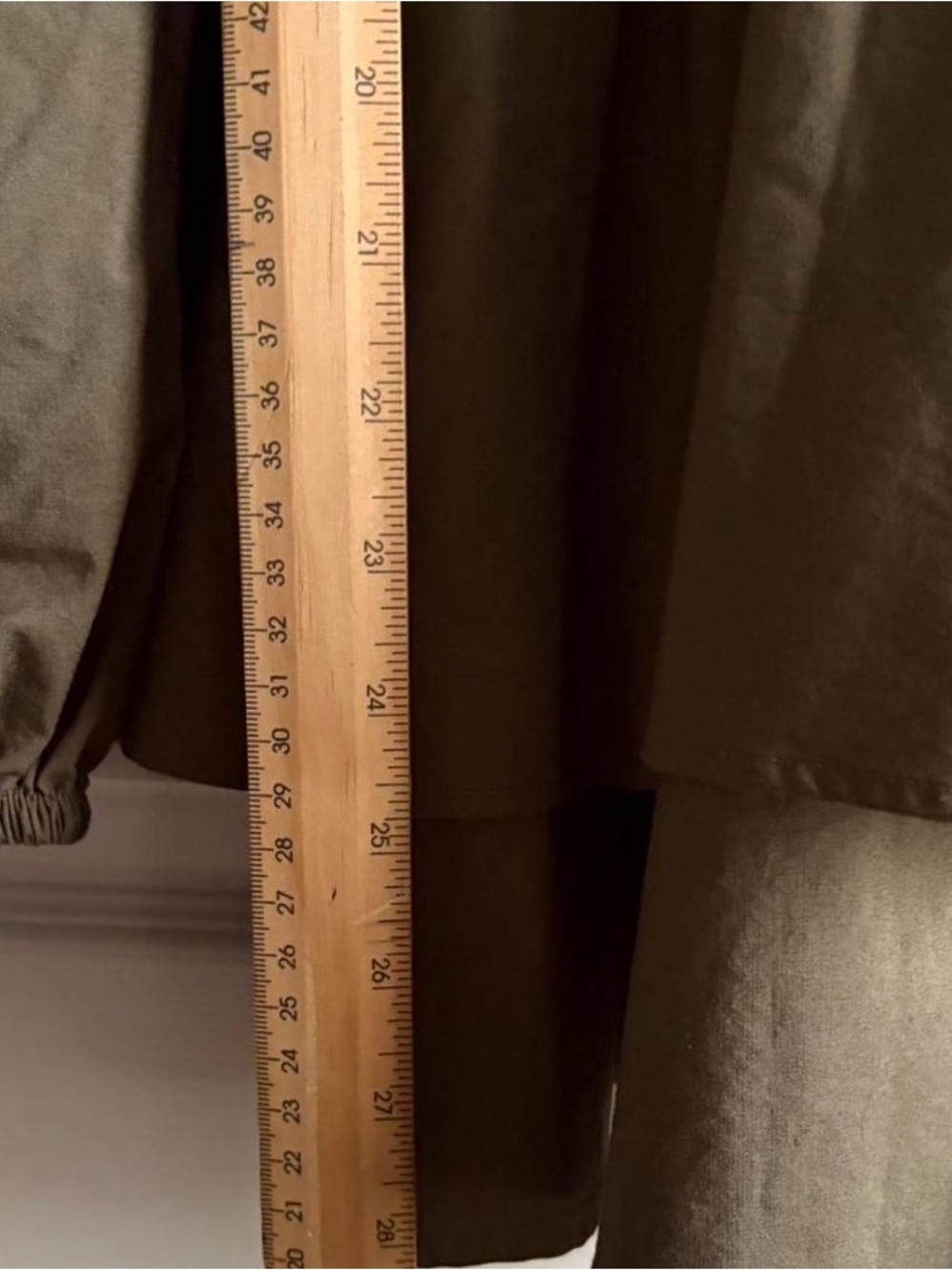 Express Olive Green Smocked Babydoll Dress Puff Sleeve - Picture 7 of 7